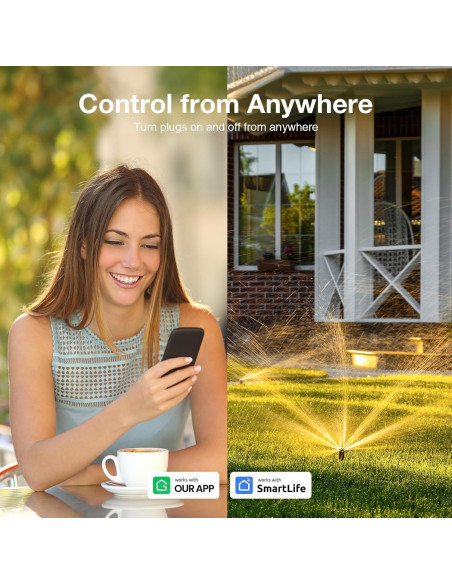 Enchufe Inteligente GHome Wi-Fi 2 Tomas Resistente al Agua IP64