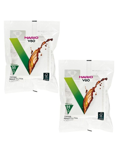 Filtro de Papel para Café Hario V60 Tamaño 01 - 200 Piezas