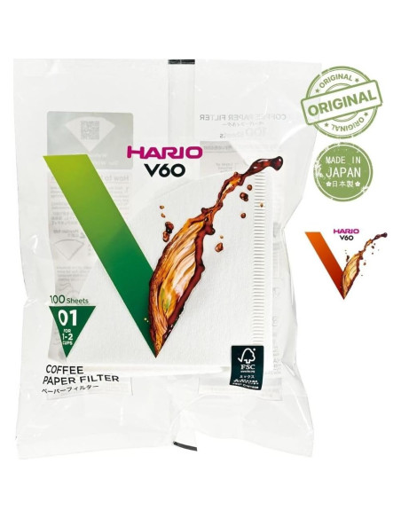 Filtro de Papel para Café Hario V60 Tamaño 01 - 200 Piezas