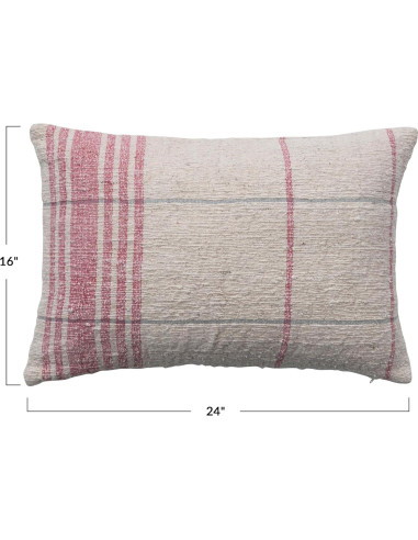 Cojín Lumbar Decorativo Creative Co-Op 61 cm Algodón Rojo Natural