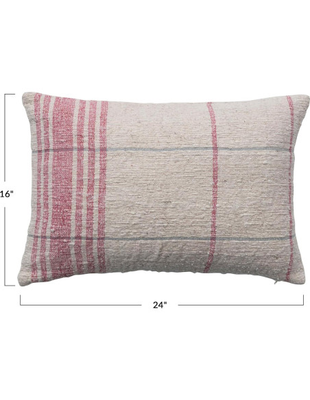 Cojín Lumbar Decorativo Creative Co-Op 61 cm Algodón Rojo Natural