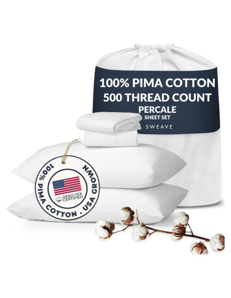 Sábanas Reina 100% Algodón Pima Sweave 500 Hilos Transpirables