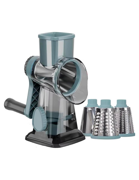 Rallador Rotatorio 3 en 1 Interpack Group Azul - Cuchillas Intercambiables