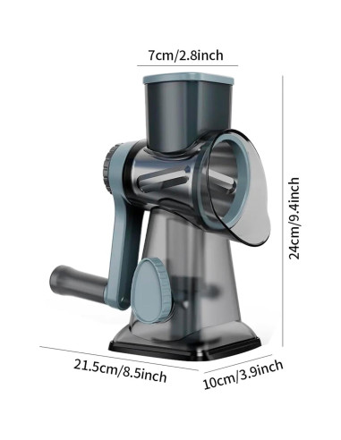 Rallador Rotatorio 3 en 1 Interpack Group Azul - Cuchillas Intercambiables