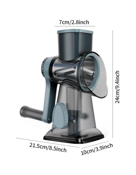 Rallador Rotatorio 3 en 1 Interpack Group Azul - Cuchillas Intercambiables