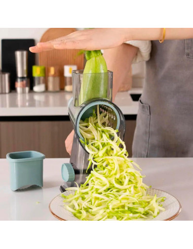 Rallador Rotatorio 3 en 1 Interpack Group Azul - Cuchillas Intercambiables