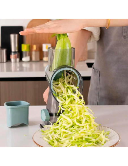 Rallador Rotatorio 3 en 1 Interpack Group Azul - Cuchillas Intercambiables