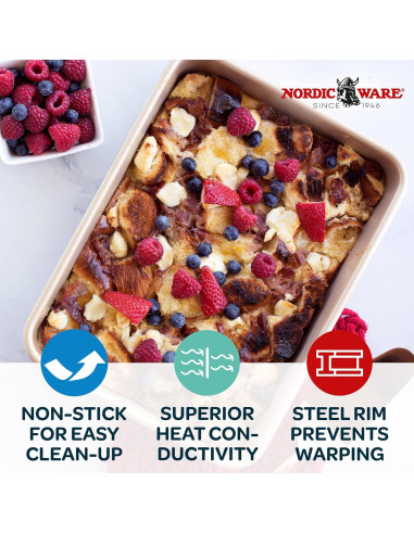 Sartén Antiadherente para Pasteles Nordic Ware 23x33 cm Plata