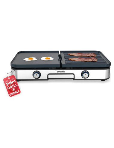 Parrilla Eléctrica Gourmia 3-en-1 con Placas Cerámicas 250-400F