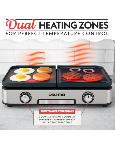 Parrilla Eléctrica Gourmia 3-en-1 con Placas Cerámicas 250-400F