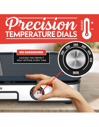 Parrilla Eléctrica Gourmia 3-en-1 con Placas Cerámicas 250-400F