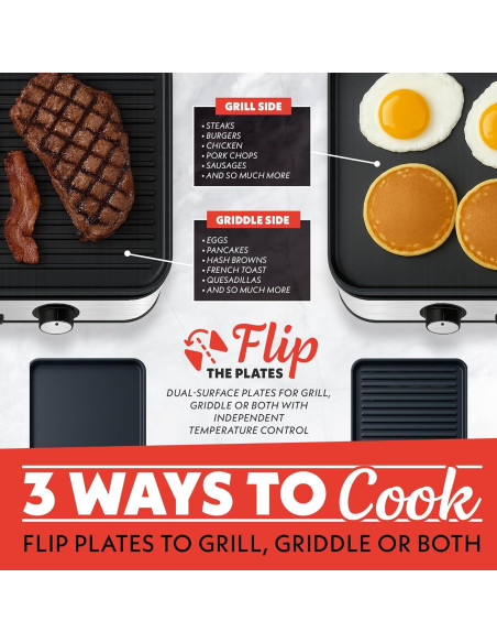 Parrilla Eléctrica Gourmia 3-en-1 con Placas Cerámicas 250-400F