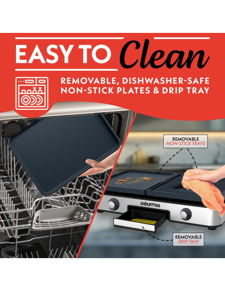 Parrilla Eléctrica Gourmia 3-en-1 con Placas Cerámicas 250-400F
