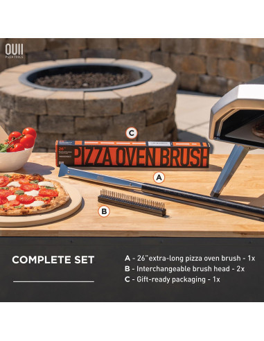 Cepillo para horno de pizza OUII 66 cm con 2 cabezales de acero