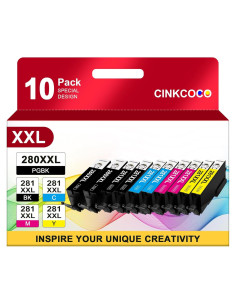 Paquete de 10 cartuchos de tinta CINKCOCO para Canon 280 281