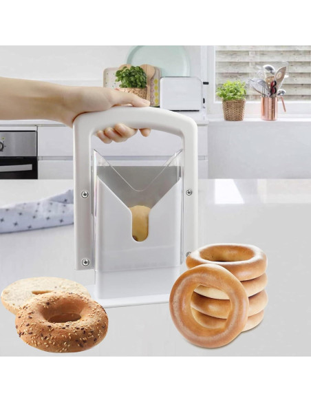 Cortador de Bagels AITUOSI Blanco Acero Inoxidable Manual