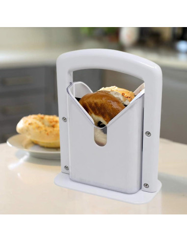 Cortador de Bagels AITUOSI Blanco Acero Inoxidable Manual