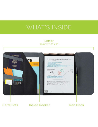 Funda Folio Rocketbook Flip Negra 100% Reciclable Tamaño Carta
