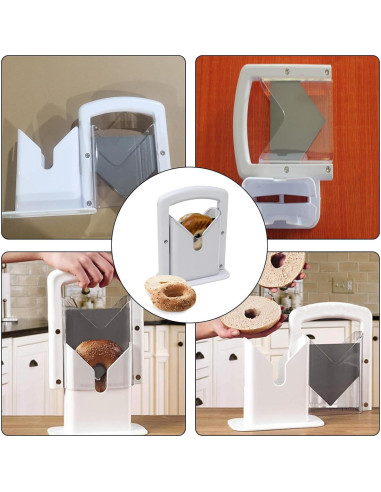 Cortador de Bagels AITUOSI Blanco Acero Inoxidable Manual