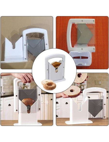Cortador de Bagels AITUOSI Blanco Acero Inoxidable Manual