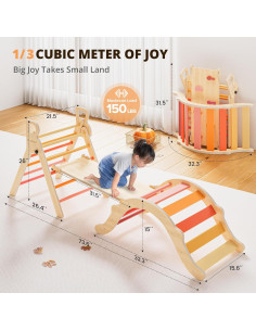 Conjunto Triángulo Pikler BlueWood 9-en-1 para Niños 2