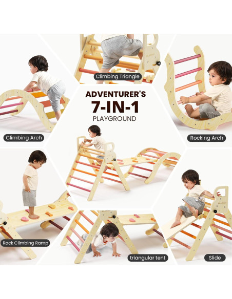 Conjunto Triángulo Pikler BlueWood 9-en-1 para Niños