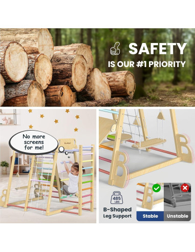 Conjunto Triángulo Pikler BlueWood 9-en-1 para Niños