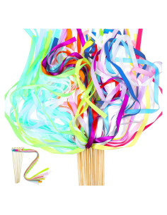 40 Varitas de Cinta Arcoíris ADLABLD con Campanas 30cm