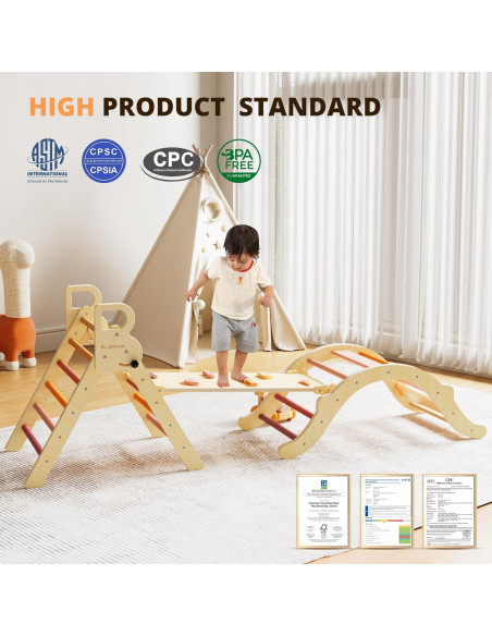 Conjunto Triángulo Pikler BlueWood 9-en-1 para Niños