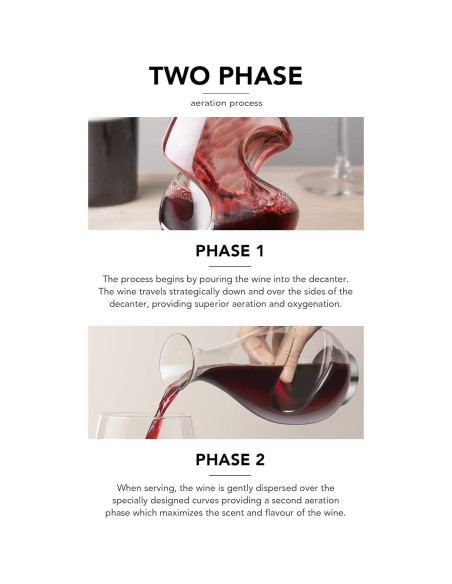 Decantador Aerador de Vino Final Touch 375ml - Vidrio y Acero Inoxidable