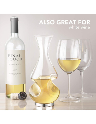 Decantador Aerador de Vino Final Touch 375ml - Vidrio y Acero Inoxidable
