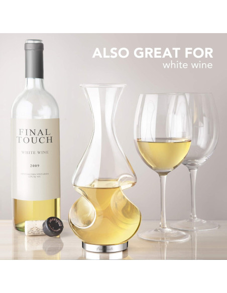Decantador Aerador de Vino Final Touch 375ml - Vidrio y Acero Inoxidable