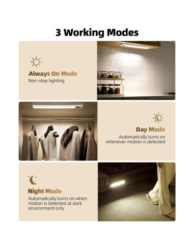 EZVALO Luz Bajo Gabinete Inalámbrica 30.48cm 96 LED con Sensor