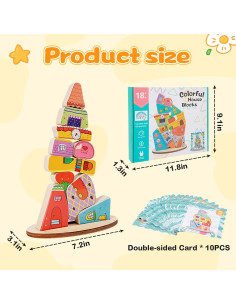 Juguete de Apilamiento de Madera Adena Montessori 14 Pcs 2