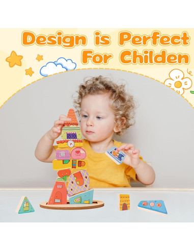 Juguete de Apilamiento de Madera Adena Montessori 14 Pcs