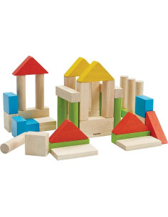 Bloques de Construcción de Madera PlanToys 40 Piezas Naturales 2