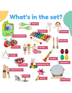 Juego de Instrumentos Musicales de Madera Stoie - 34 Piezas 2