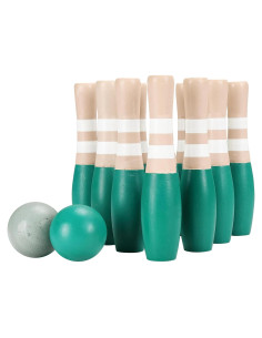 Conjunto de Bolos de Madera Sterling Sports 23 cm - 10 Pines y 2 Pelotas