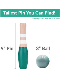 Conjunto de Bolos de Madera Sterling Sports 23 cm - 10 Pines y 2 Pelotas 2