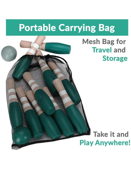 Conjunto de Bolos de Madera Sterling Sports 23 cm - 10 Pines y 2 Pelotas