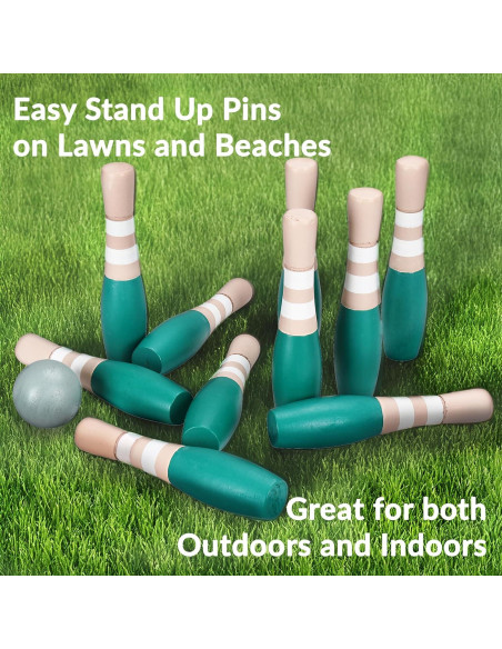 Conjunto de Bolos de Madera Sterling Sports 23 cm - 10 Pines y 2 Pelotas