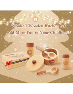 Juego de Té de Madera WHOHOLL para Niños - 14 Piezas 2
