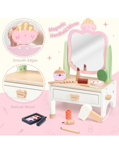 Juego de Tocador de Madera KizKnows con Espejo y Accesorios 2