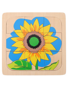 Rompecabezas de Madera Ciclo de Vida del Girasol Jojofuny