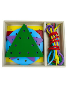 Conjunto de Enhebrar de Madera OLYDAUS - 5 Paneles Triángulo