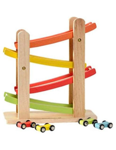 Ramp Racer de Madera EverEarth con 4 Coches para Niños 2