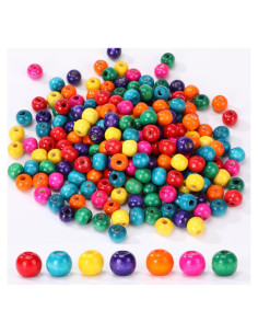 400 Cuentas de Madera de Colores 12mm MAZVYLF para Manualidades