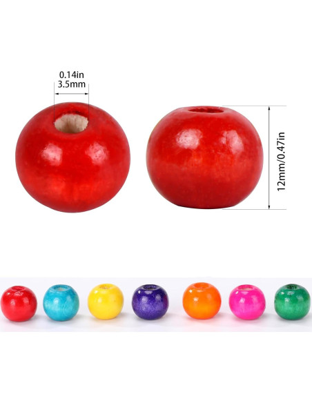 400 Cuentas de Madera de Colores 12mm MAZVYLF para Manualidades