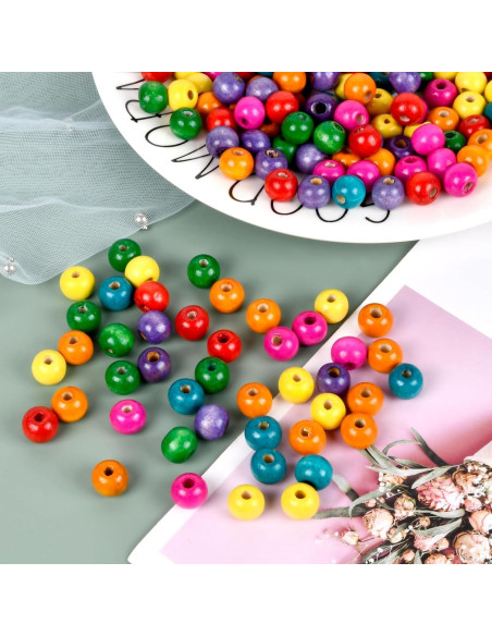 400 Cuentas de Madera de Colores 12mm MAZVYLF para Manualidades