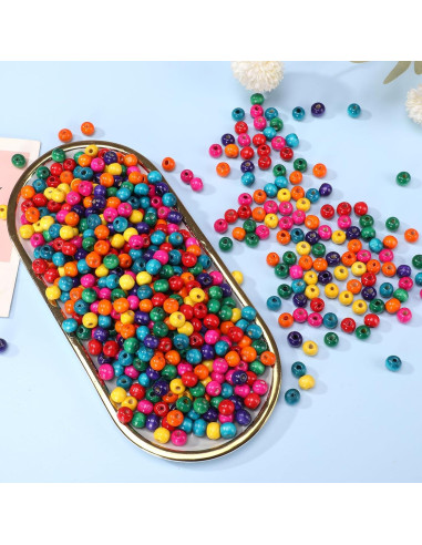 400 Cuentas de Madera de Colores 12mm MAZVYLF para Manualidades
